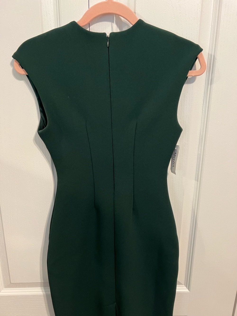 Babaton NWT Scarabee Dark Green/Scarab V-Neck Sheath Dress - Picture 3 of 7